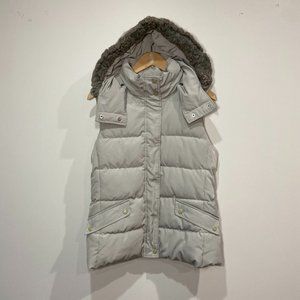 Talbots Grey Hooded Puffer Vest Size Small
